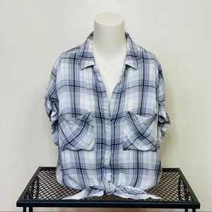 Cloth & Stone Plaid Top Size Small
